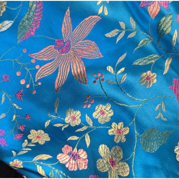 Lulus Iridescent Satin Floral Dress Blue Small Y2K Prom Party Slip Colorful NWT - Picture 4 of 8